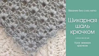 Как связать красивую шаль крючком. Новый узор для вязания шали крючком.