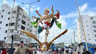 Nalgonda Ganesh aagman 2024 | BiG Garuda Vahana Mumbai Ganpati Aagman In Hyderabad