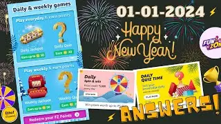 Amazon funzone quiz today | 01-01-2024 | Amazon funzone jackpot today | Answers