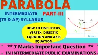 PARABOLA PART - III / MATHEMATICS II B  / IMPORTANT QUESTIONS IN I.P.E. / TS & AP SYLLABUS