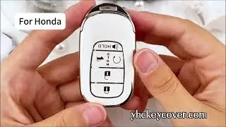 Silver White Car Key Fob Cover for Honda with Diamond Keychain