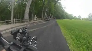 Antique cars and horses sharing the road on the Tree City Rolling Tour route