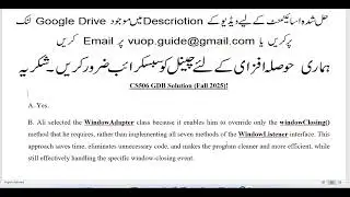CS506 GDB Solution | VU Assignment Help | Fall 2025