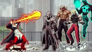 [KOF Mugen] Orochi Iori Yagami AD LV 3 Vs Ultimate Bosses Rugal Team