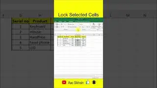 Lock Selected cell in excel