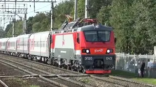 Люди перебегают перед поездом! Электровозы ЭП20-075 и ЭП20-043 с пассажирскими поездами