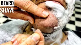 ASMR BEARD SHAVE • leather cleaning and Mind relaxation therapy