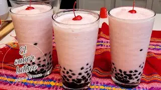 🔴Smoothie de Fresa con Tapioca🧋Receta Casera Fácil y Rica