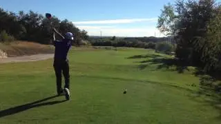 Isiah Henderson golf swing down the line 18 Oct 2014