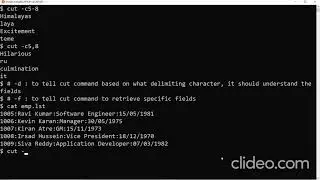 Linux cut command: retrieve fields from input lines.