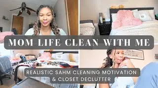 Realistic Mom Life Clean With Me and Declutter My Closet:  SAHM Cleaning Motivation with a Newborn