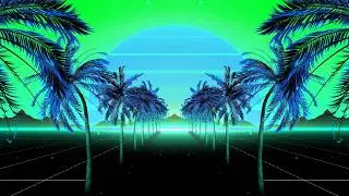 Vaporwave Palm Trees Highway Loop Neon Party 4K Long Screensaver || Wallpaper || Background Video