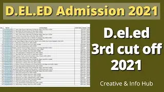 D.el.ed 3rd Cut off 2021 || D.el.ed third Allotment list || D.el.ed Admission 2021