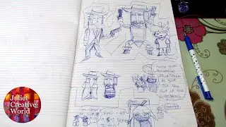 EL DZEPRINO. Tutorial how draw characters in pencil. Mexico cacti story in ballpen creative.
