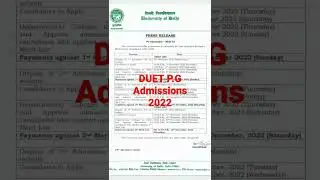 DUET P.G Admission 2022|DU LL.B admission 2022|DUET p.g admission schedule|