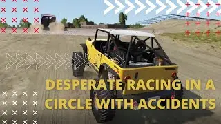 Desperate racing in a circle on different cars with accidents