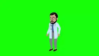 Cartoon Animation Doctor ideal-talking-walking green screen - no copyright