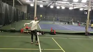 D. Zverev practice serves side perspective