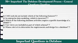 MCQ Questions The Database Development Process - General Questions with Answers