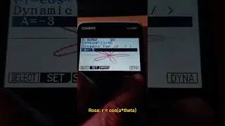 Casio fx-CG50: Plotting a Rose with Dynamic Graphing.   (r = cos(a * theta)