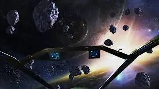 Видео анимация гиперперпрыжка или гиперперехода космического корабля.