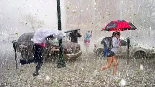 CRAZY GOLFBALL SIZED HAIL STORM IN OKLAHOMA | Chaos Caught On Camera