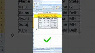How to Transpose Data in Excel | Use of Excel Transpose Function | Transpose in Excel | #shorts
