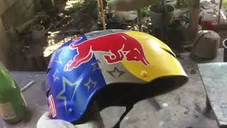 Tutorial how to make your own redbull helmet for easy way/ full video upload later pls subscribe..