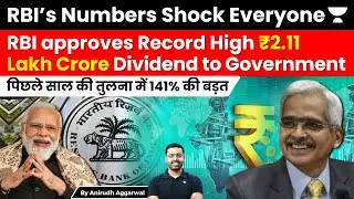 RBI approves record high ₹2.11 Lakh Crore Dividend to govt for FY24. To help lower Fiscal Deficit.