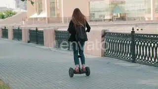 Woman Riding On Gyroscooter Outdoors | Stock Footage - Envato elements