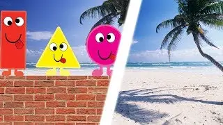 The Shapes Come To Town! | Shapes On A Wall! On The Beach!