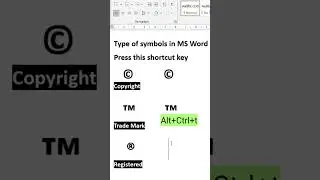 How to type Copyright symbol in ms word | trade mark symbol | Symbols in ms word