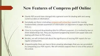 New Features of Compress pdf Online