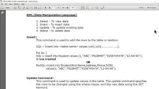 INSERT UPDATE AND DELETE COMMAND IN MYSQL