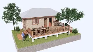 Idea to build EP.42 simple wooden house with simple balcony