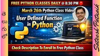 User Defined Functions in Python | Python UDF Step-by-Step | Check Desc For One To One Training