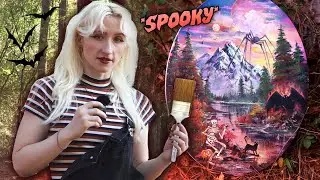 Following a Bob Ross tutorial *BUT MAKE IT SPOOKY*🦇 (again)