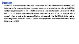 What is the difference between the internal rate of return (IRR) and the external rate of return ERR