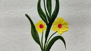 flower painting using acrylicpaint ||easy painting ||yellow flower #acrylicpainting #flowerpainting