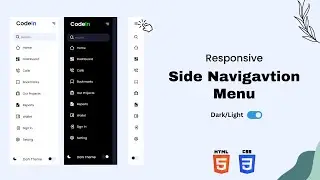 Side Navigation Menu | Sidebar menu | HTML ,CSS, JS | Dark/Light Mode