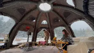 COZY SNOW CAMPING WITH THE COMFORT OF HOME IN OUR NEW TENT