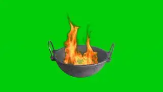 Fire in pan green screen video