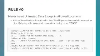 OWASP Prescribed Cross-site Scripting Prevention Rules - Part 1 - Identifying Security