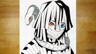 Anime Drawing | How to Draw Obanai Iguro Hashira | Demon Slayer