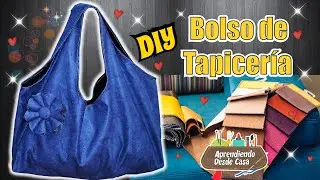 Como hacer un Bolso con tela de tapiceria con forro y aplique en Flor de Tela en 3D Moldes Gratis