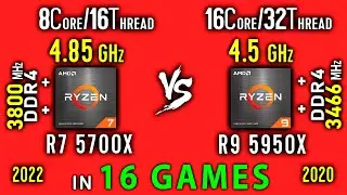 Ryzen 7 5700x OC vs Ryzen 9 5950x Test in 16 Games or R9 5950X vs R7 5700X