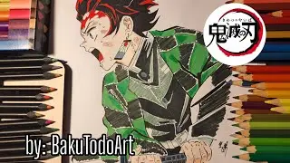 Dibujando a Kamado Tanjiro de Demon Slayer | Drawing Tanjiro | Proceso creativo | Creative process