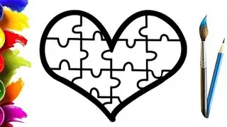 How to Draw a Heart Puzzle for Children / Easy Drawing Step by Step