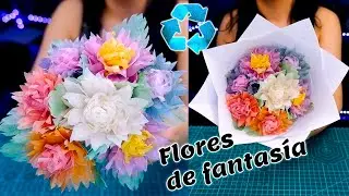 Nadie me cree que este ramo de flores lo hice con bolsitas de te usadas / flores de fantasía