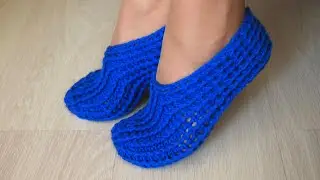 Следки крючком за 2 часа *Crochet slippers *Простые тапочки*МК для начинающих ЛЕГКО !  Урок 161